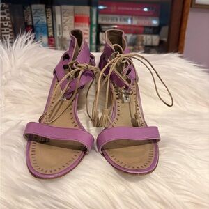Manolo Blahnik Lavender Lace-Up Sandals